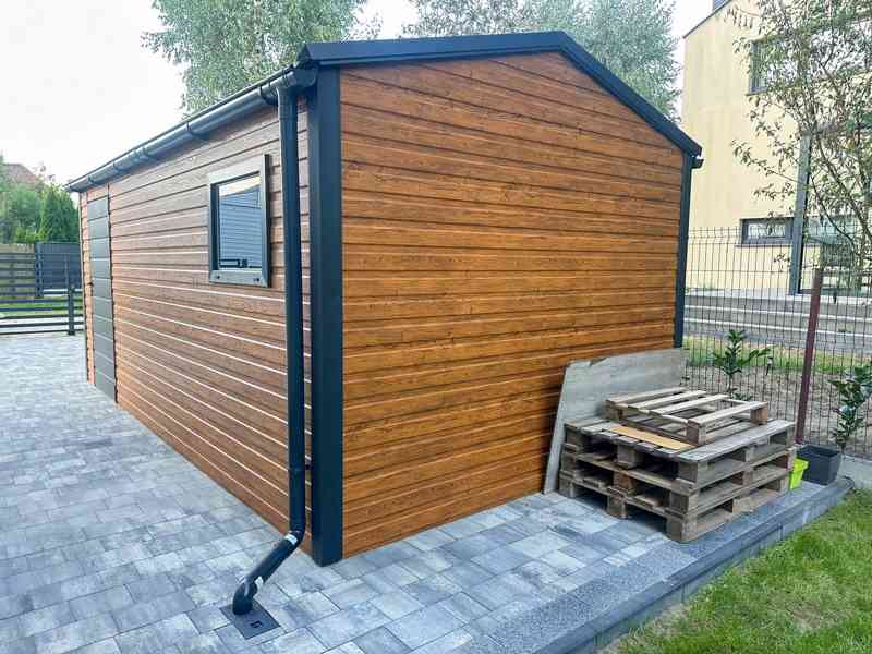 Plechova garáž 3x6m -  výklopná vrata -  dveře - Okno TS784 - foto 4