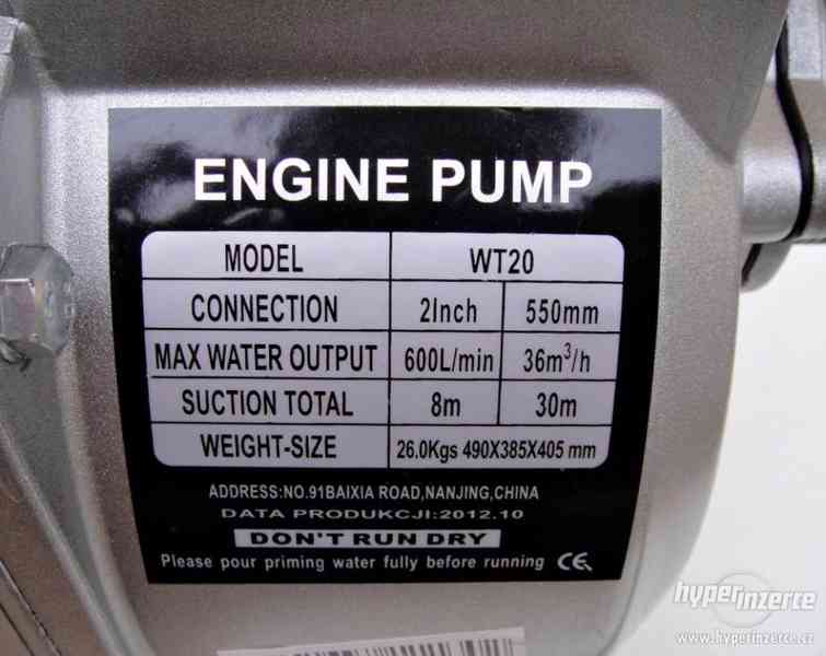 Benzínové čerpadlo na vodu 2" 600L/min 5,5Kw - foto 3