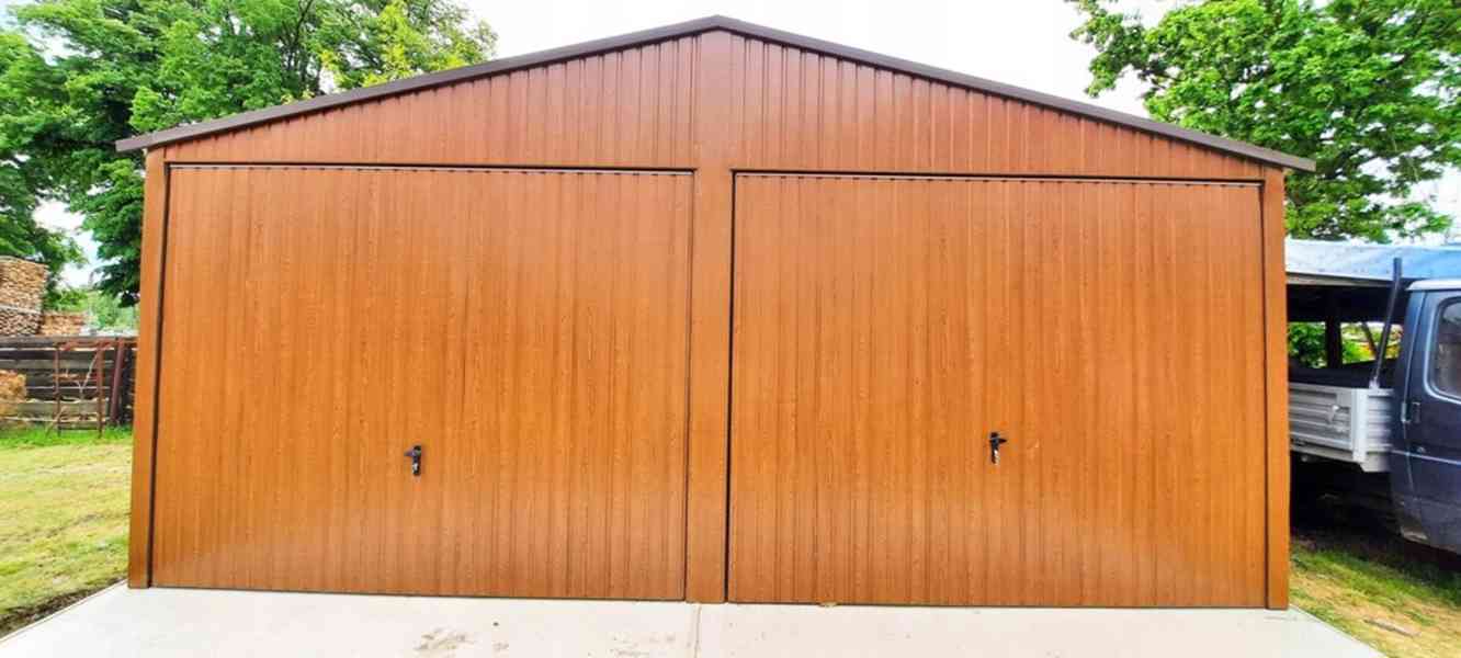 Plechová garáž 6x5m sedlová střecha 2x výklopná vrata TS275 - foto 5
