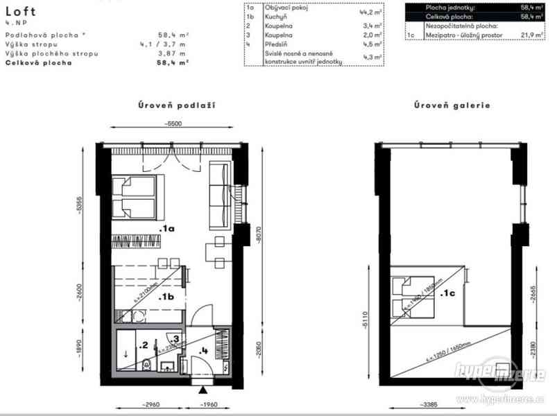 Prodej bytu Loft, plocha 58,4 m2, 4.NP,  Praha 4 - foto 2