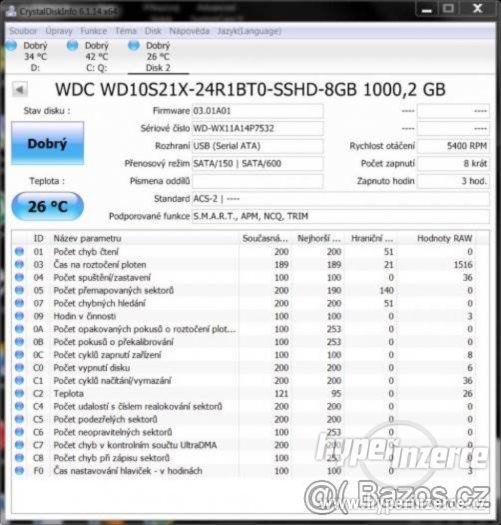 SSHD WD Black 1TB + 8GB SSD HYBRID 2,5 7mm slim NOVÝ - foto 4