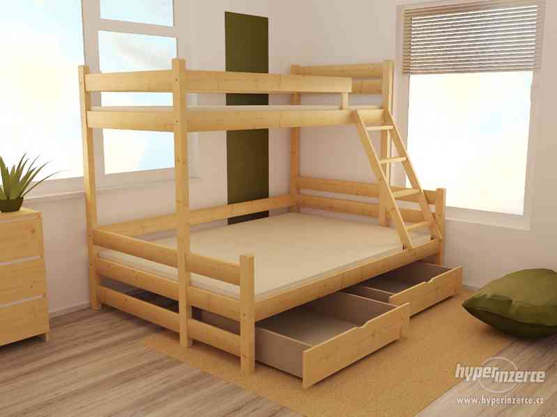 Patrová postel s rozšířeným spodním lůžkem 120x200 cm - AKCE - foto 1