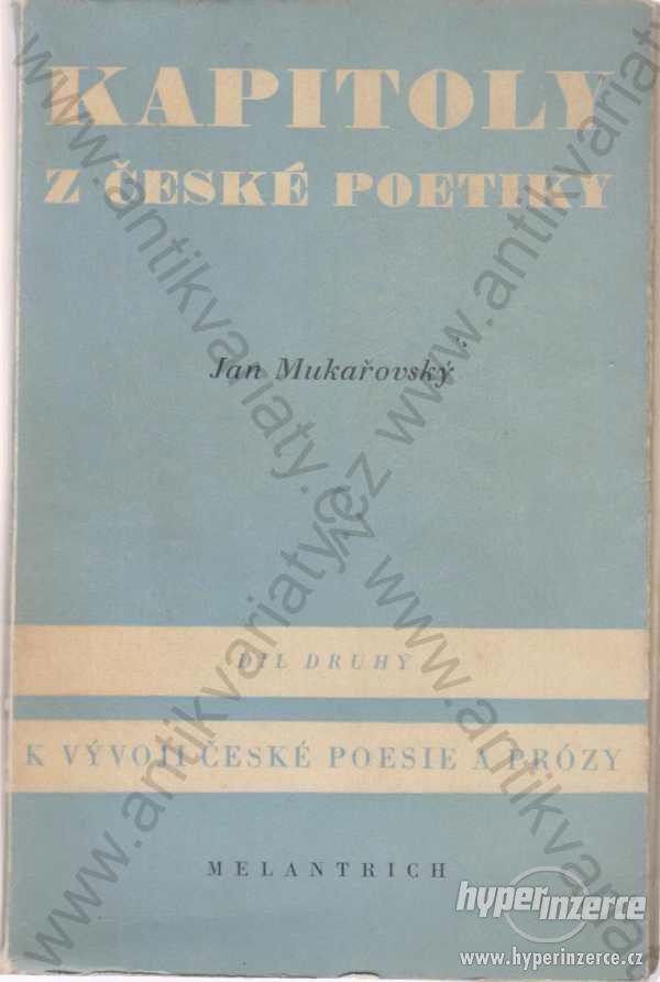 Kapitoly z české poetiky díl 2. Jan Mukařovský - foto 1