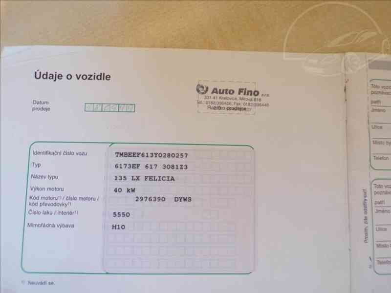 Škoda Felicia 1,3 MPi LX,TAŽNÉ ZAŘÍZENÍ - foto 15