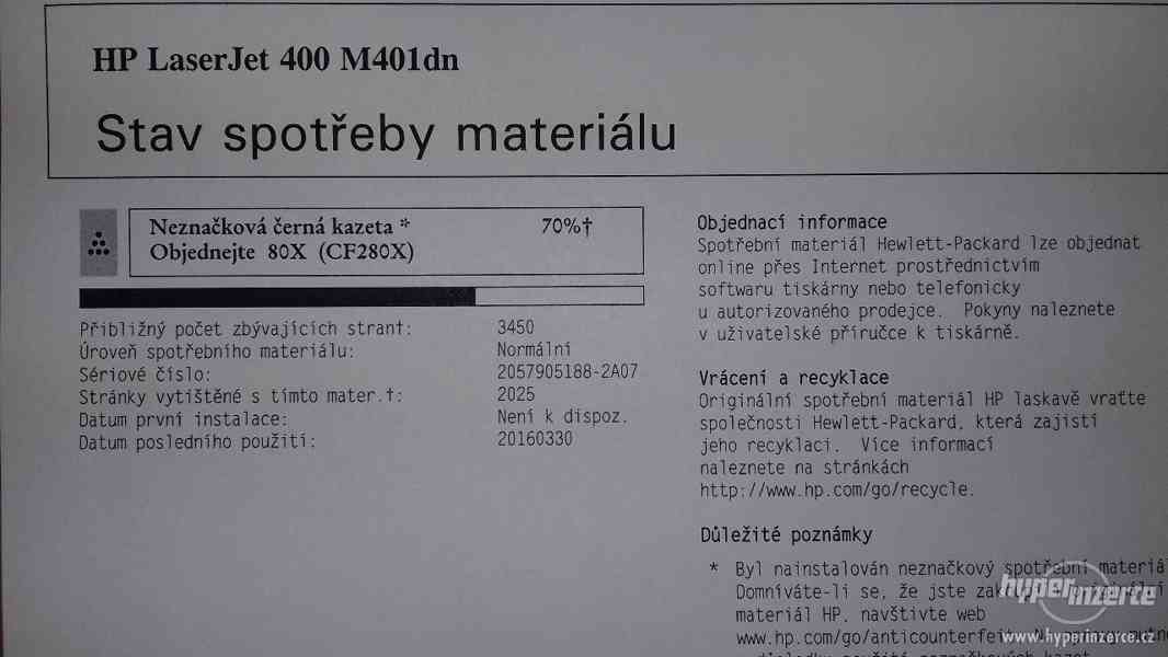 HP LaserJet Pro 400 M401dn | najeto 1900stran - foto 2