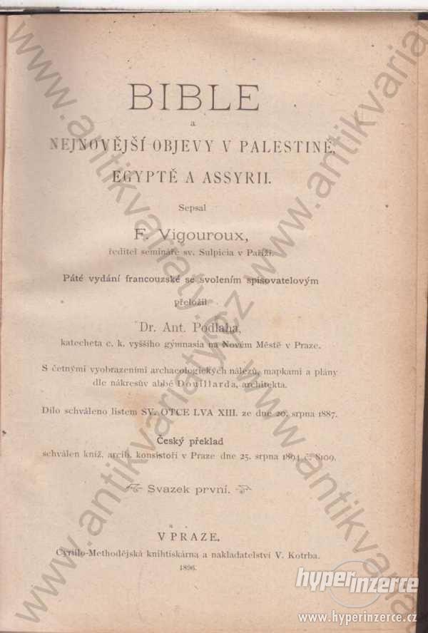 Bible a nejnovější objevy v palestině, Egyptě 1896 - foto 1