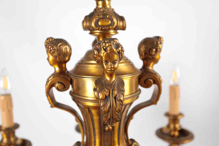Starožitný francouzský bronzový lustr Mazarin. Zlacený - foto 5