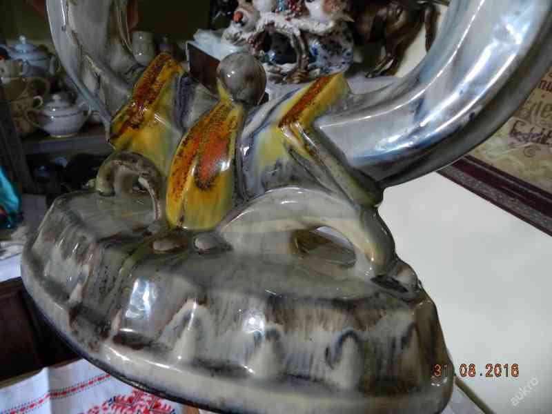 Krásný starý dvouramenný porcelánový svícen - foto 5
