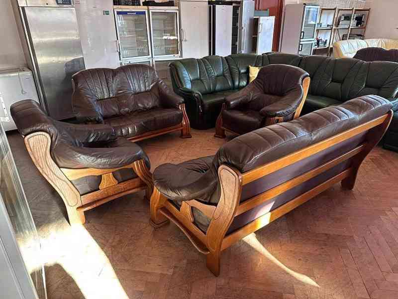  629 Rustikální kožená sedací souprava sedačka 3+2+1+1 masiv - foto 3