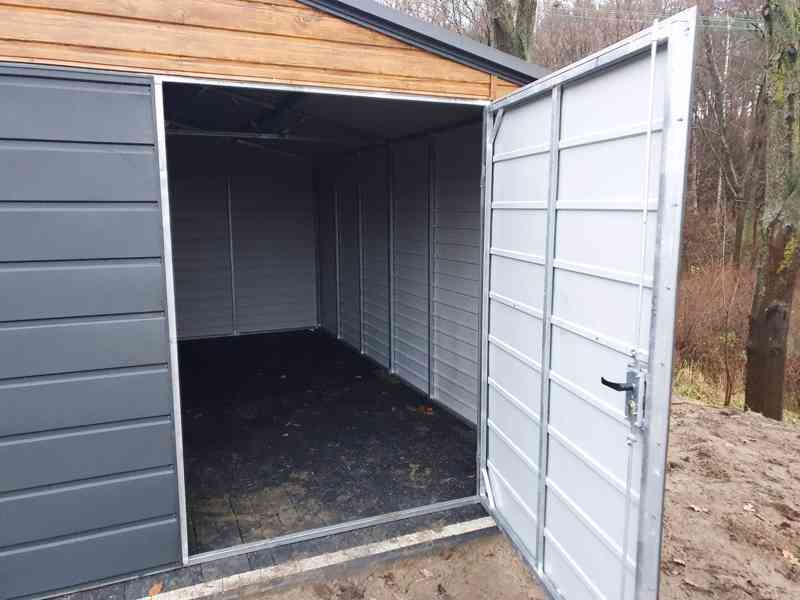 Plechová garáž 4x5, vrata - okno PVC - světlý ořech - TS539 - foto 7
