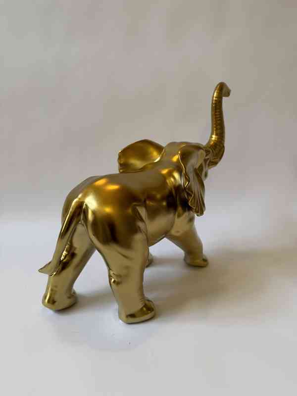 Slon - socha ve zlatém provedení - foto 3