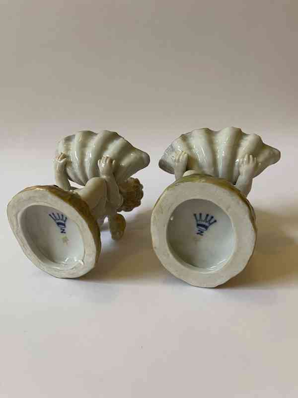 Andělé s mušlí - porcelánové párové sochy - foto 6