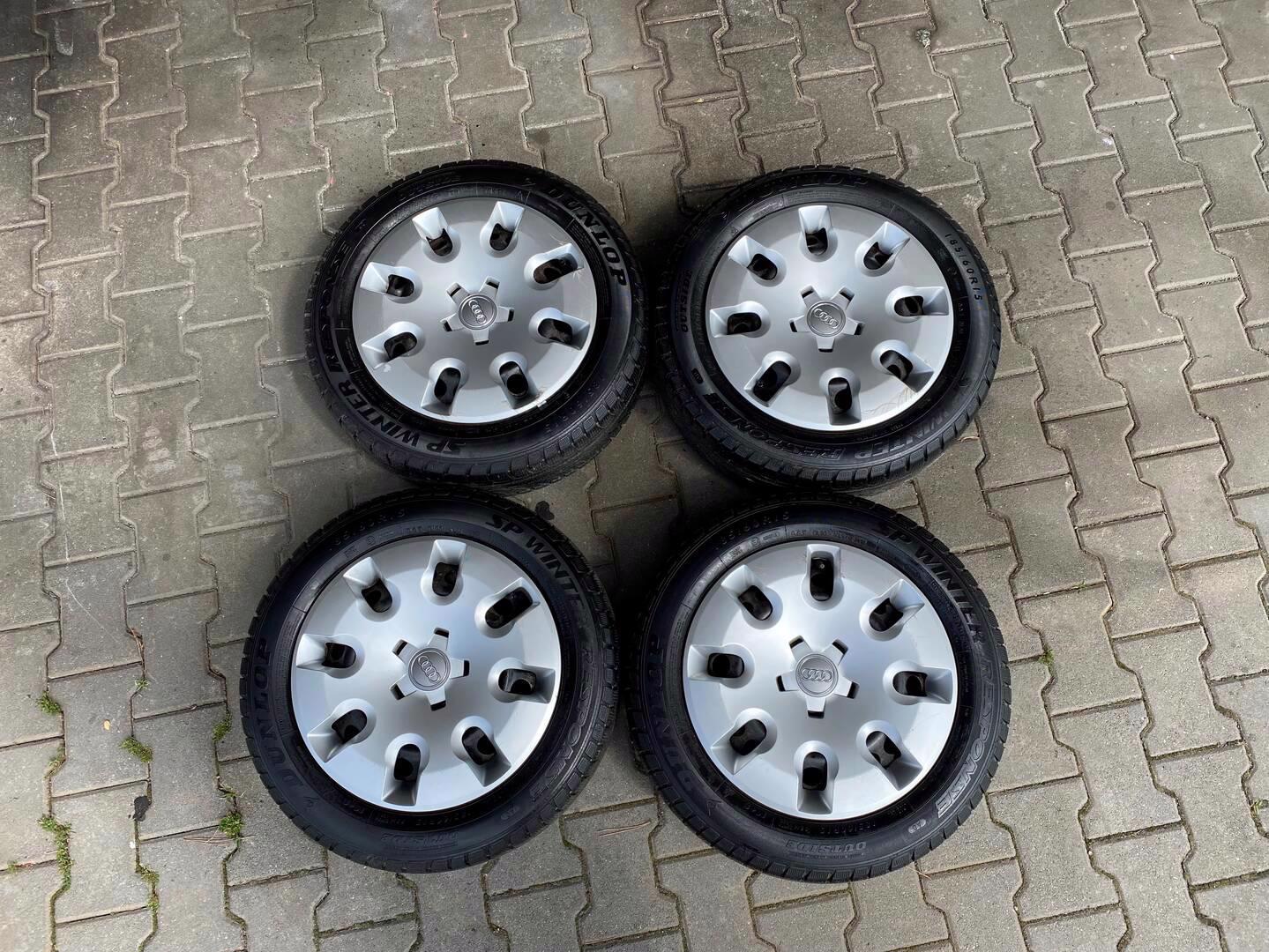 Zimní pneu 185 60 15 , plech disky 15" orig Audi - foto 1