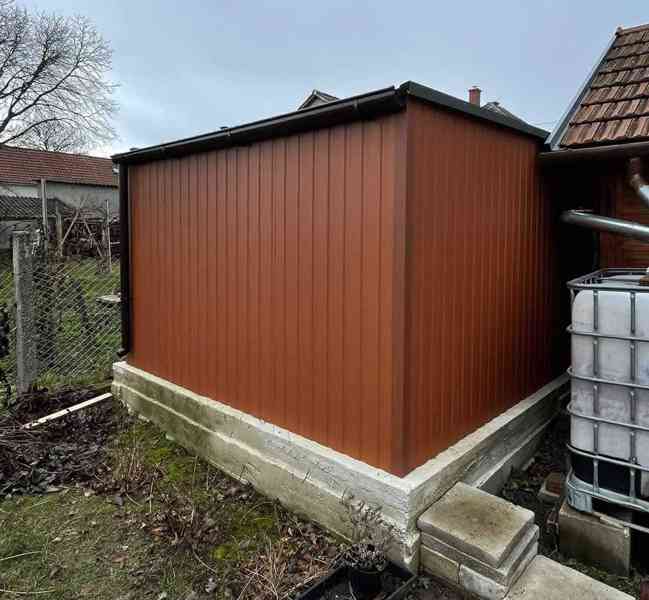 Plechova garáž 3x6m - Dvoukřídlá vrata - světle hnědá TS1008 - foto 3