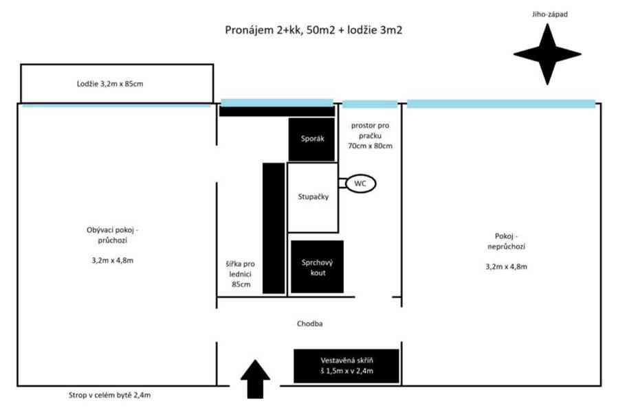Pronájem 2+kk, 50m2+balk. (LBC - Kristiánov, ul. Na Bídě) - foto 13