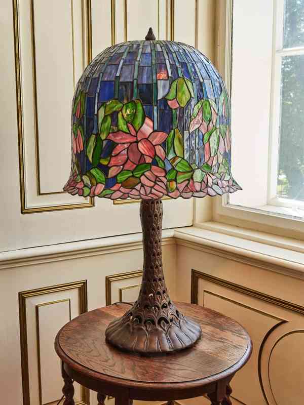 Tiffany stolní lampa s vitrážovým stínidlem – výška 84 cm - foto 8