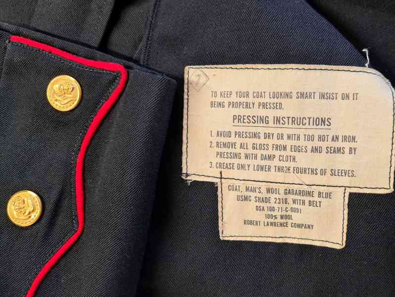 USMC Blue Dress Coat 1971, sako 41R, brigadýrka 54 - foto 3