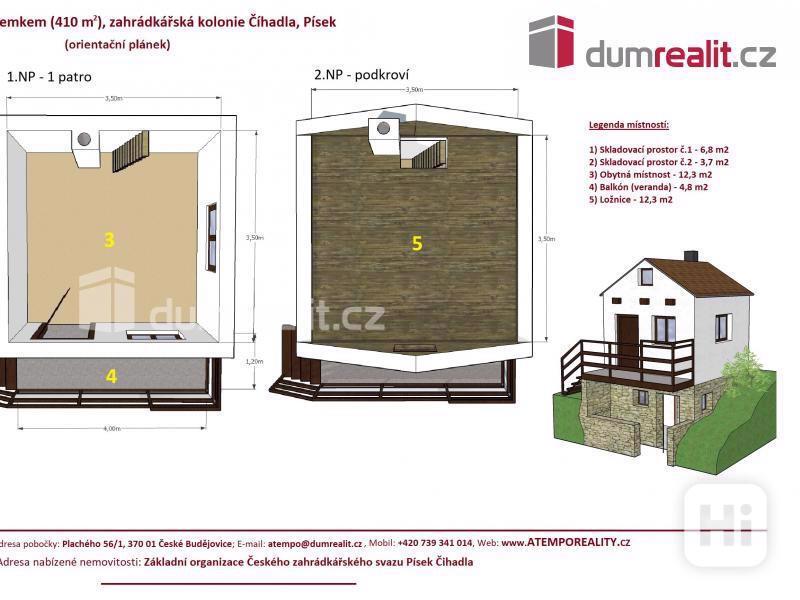 Prodej, chata s vlastním pozemkem (410 m2), zahrádkářská kolonie Čihadla, Písek - foto 3