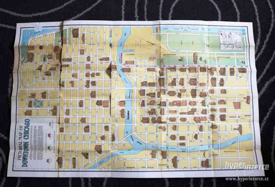 Stará obrázková mapa Chicaga - originál - foto 1