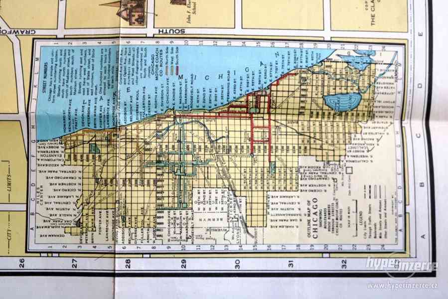 Stará obrázková mapa Chicaga - originál - foto 5