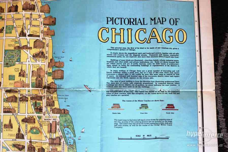 Stará obrázková mapa Chicaga - originál - foto 6