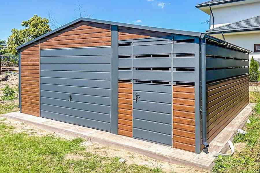 Plechova garáž 4,5x6m + přístřešek 2m 2x  dveře - Okno TS741 - foto 2