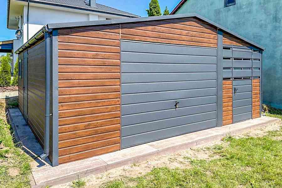 Plechova garáž 4,5x6m + přístřešek 2m 2x  dveře - Okno TS741 - foto 3