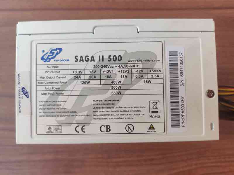 Počítačový zdroj - Fortron SAGA II 500 500W - foto 2