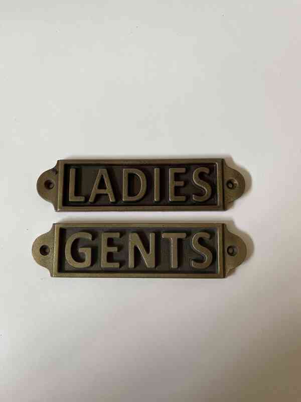 Označení wc - litinové cedulky gents, ladies