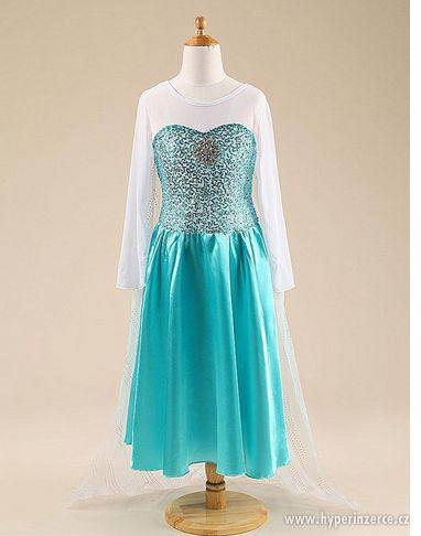 Šaty Frozen s vločkou bílý závoj  vel 150/6-8let - foto 2