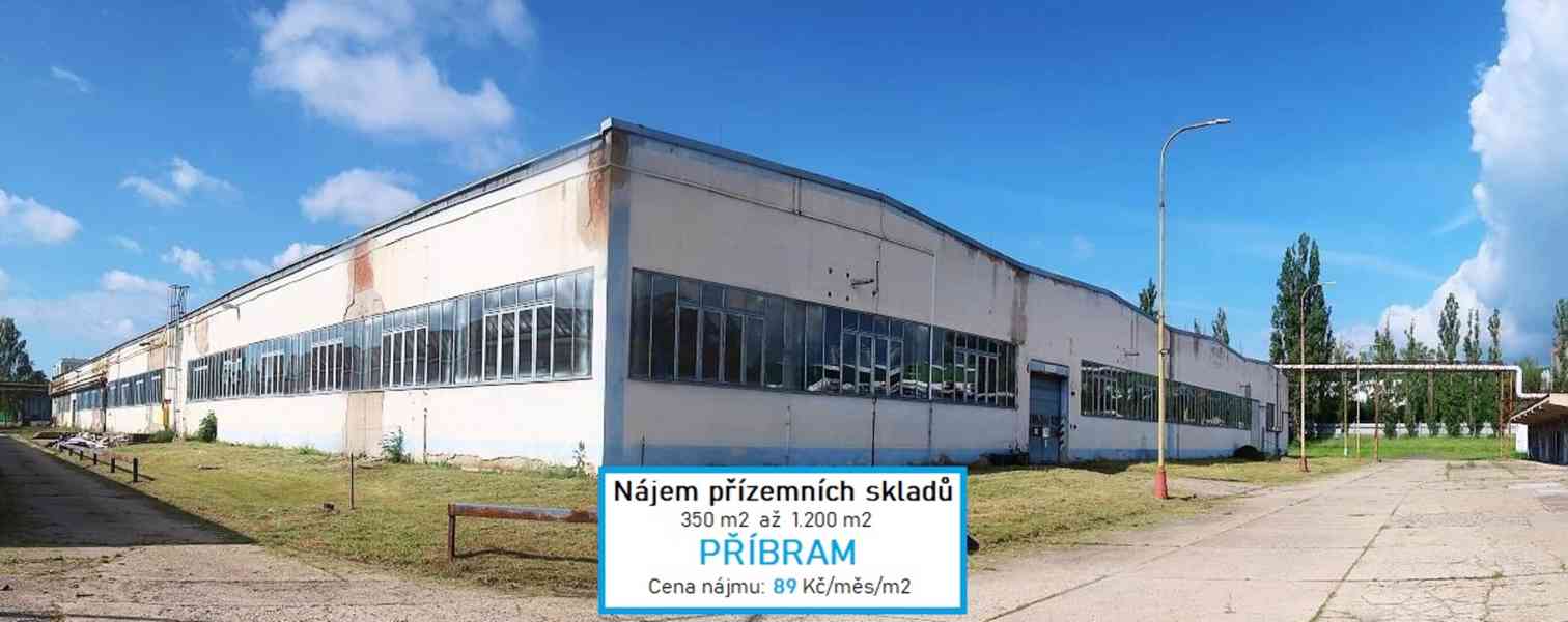 Nájem skladů, výroby, 1000 m2  až  9000 m2, PŘÍBRAM