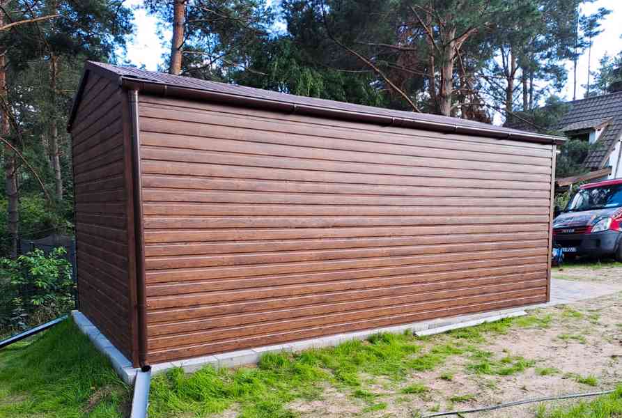 Plechová garáž 3x6m, sedlová střecha - výklopná vrata TS493 - foto 2
