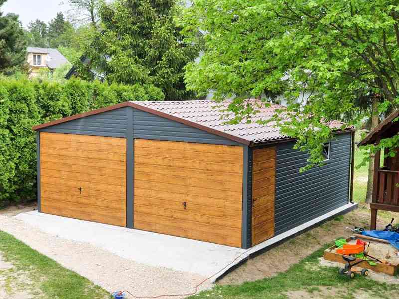 Plechová garáž 6x5,5 sedlová střecha 2x výklopná vrata TS237 - foto 5