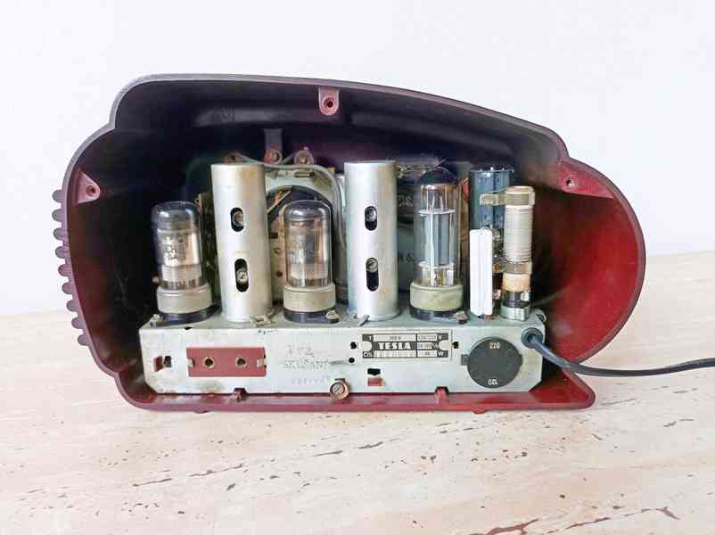 Starožitné rádio Tesla Talisman 308U, hnědá skříňka, 1953 - foto 9