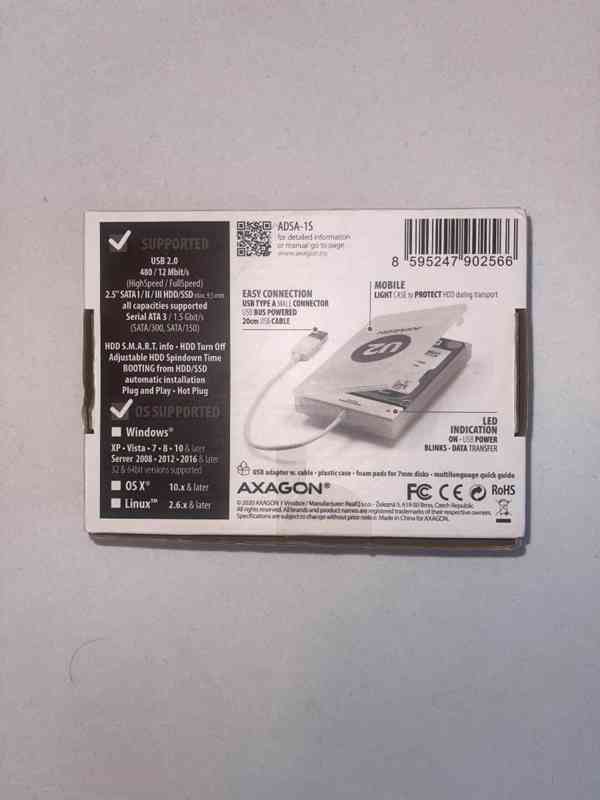 USB adaptér / externí box pro 2,5" SATA HDD/SSD – USB-A - foto 3