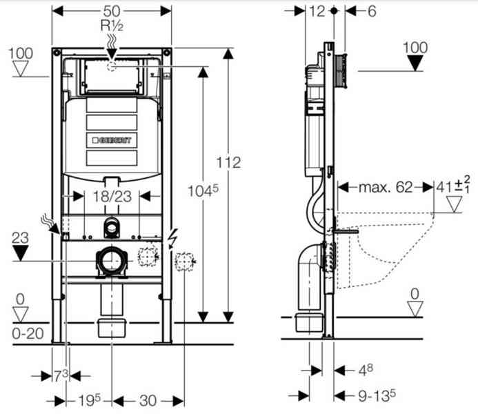 WC - CONCEPT DUOFIX předstěnový modul 500x120x1120mm - foto 2