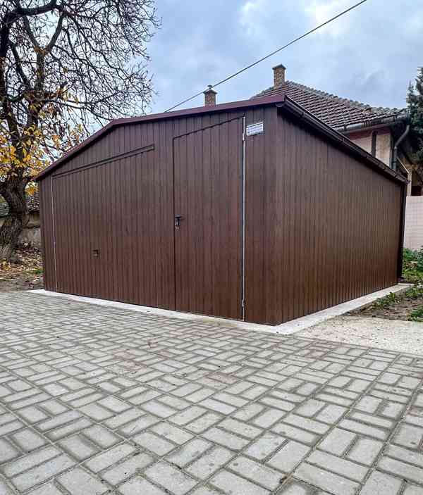 Plechova garáž 5x5m -  výklopná vrata -  dveře - okno TS857 - foto 8