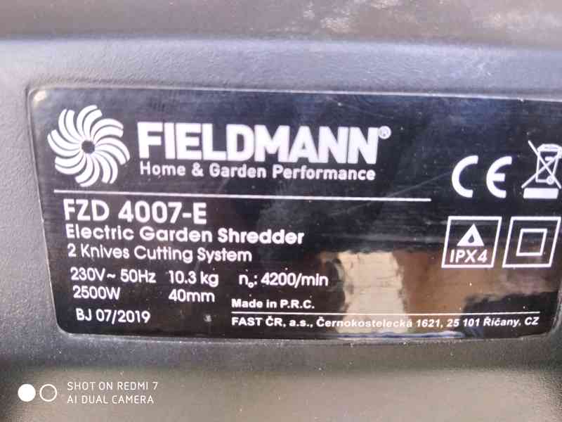 Prodám elektrický Zahradní drtič Fieldmann FZD 4007-E -2500  - foto 4