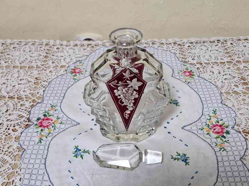 Broušená Art Deco souprava Karafa a 6 panáků Top Stav - foto 6