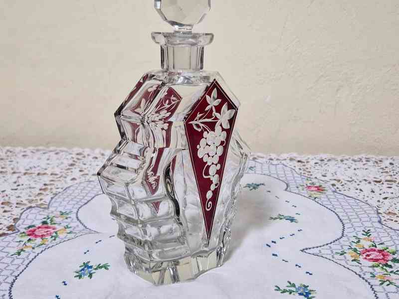 Broušená Art Deco souprava Karafa a 6 panáků Top Stav - foto 10