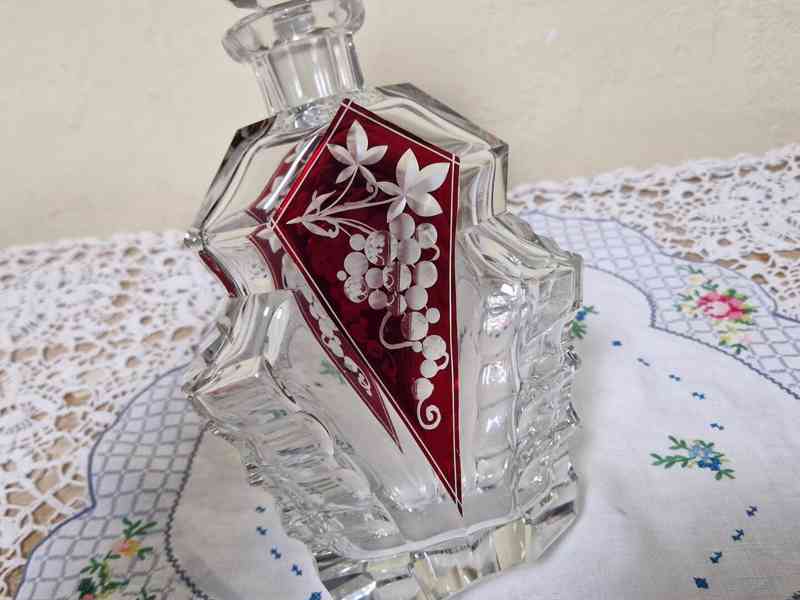 Broušená Art Deco souprava Karafa a 6 panáků Top Stav - foto 12