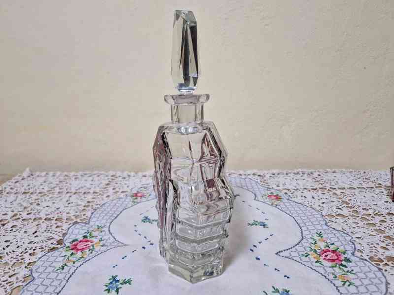 Broušená Art Deco souprava Karafa a 6 panáků Top Stav - foto 9