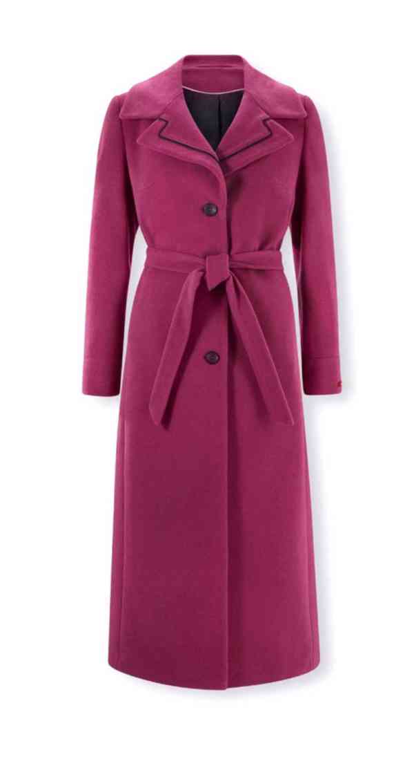  Značkový vlněný kabát, purpurová barva - foto 2