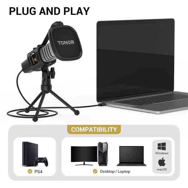🎤 USB mikrofon TONOR TC30 – jako nový, pouze rozbalený 100% - foto 4