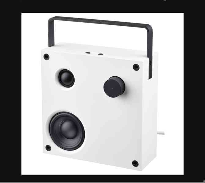 IKEA reproduktor VAPPEBY BÍLÁ + ČERNÝ KRYT + KABEL + BATERIE - foto 2