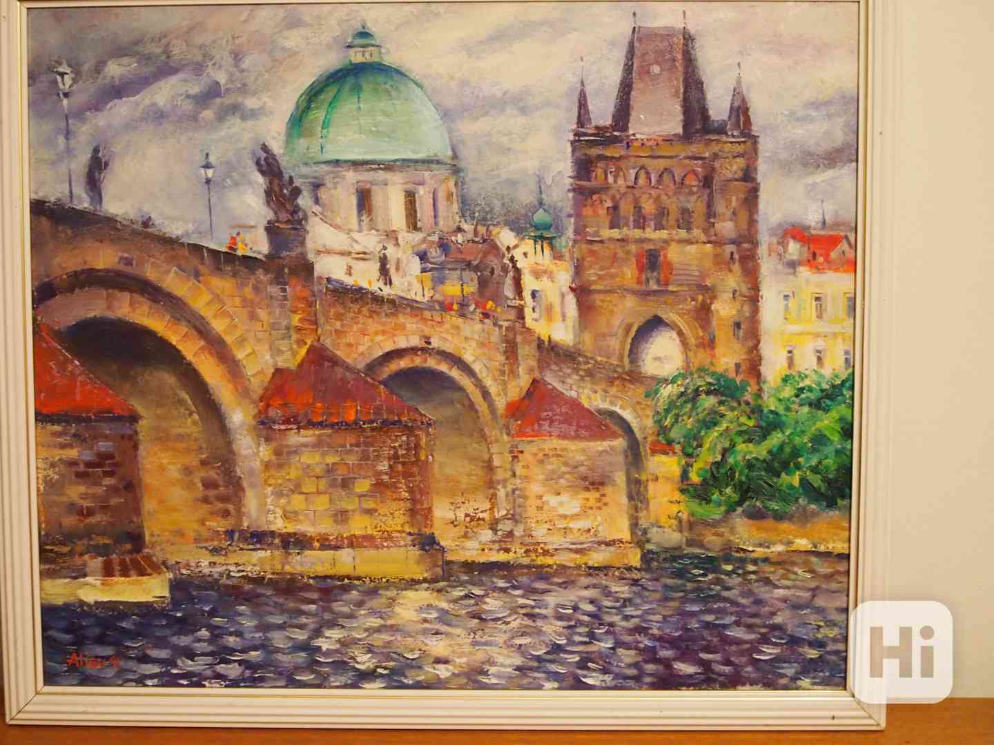 Obraz Karlův most- B. Aliev, orig. olej. plátno,65x54,krásný - foto 1