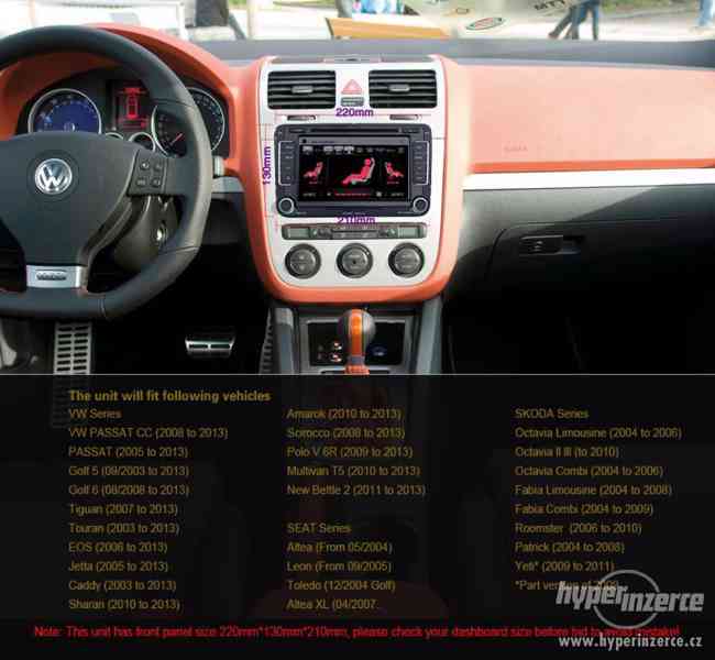 VW SKODA SEAT Dotykove Autoradio + Navi 7disp GPS DVD BT USB - foto 2