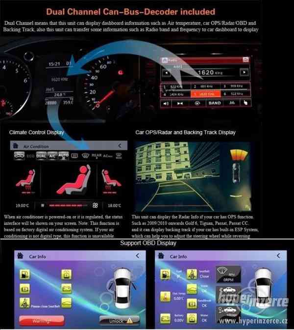VW SKODA SEAT Dotykove Autoradio + Navi 7disp GPS DVD BT USB - foto 15