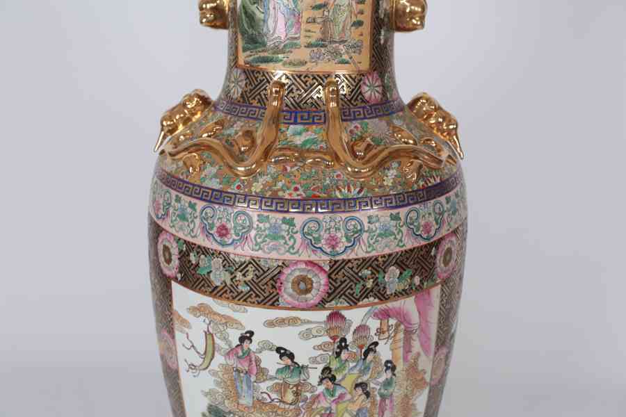 Velká čínská váza Kanton V 124 cm. Značená - foto 3