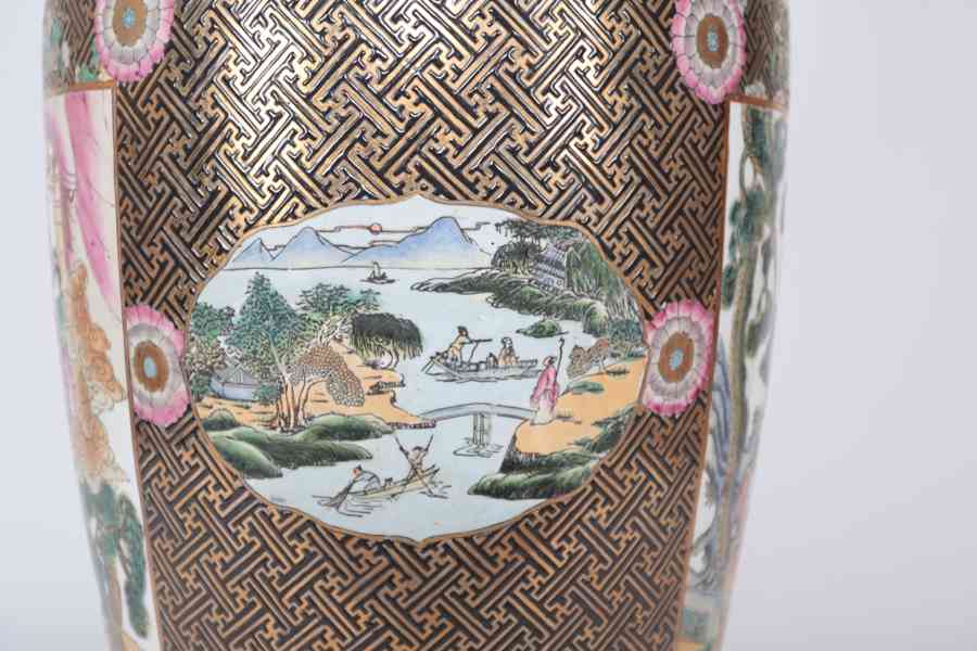 Velká čínská váza Kanton V 124 cm. Značená - foto 5